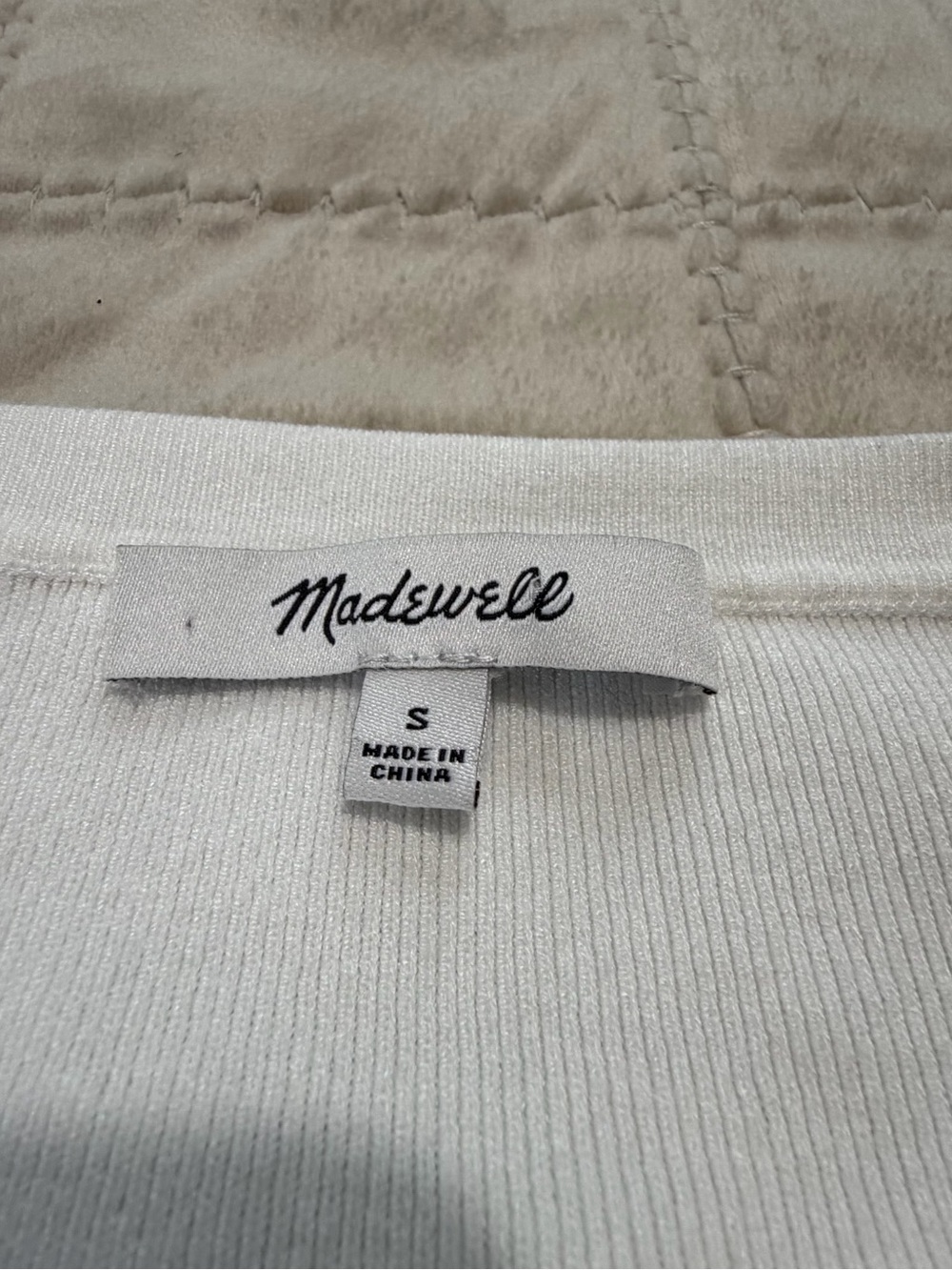 Madewell White Ribbed Button-Front Cardigan Size Small - Picture 3 of 7